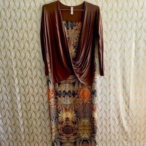 Plunge neck blouse with Long Sheath​